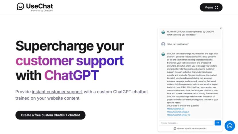 Screenshot of Create Custom AI Chatbots with ChatGPT