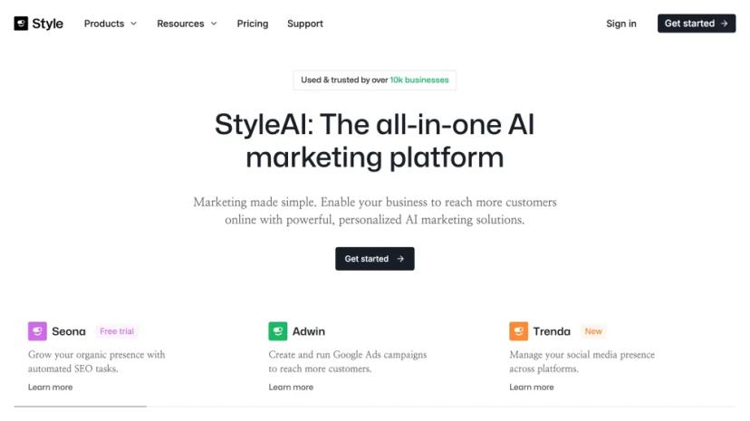 Screenshot of The AI Marketing Platform for SEO, Social Media, and Google Ads