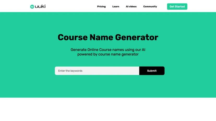 Screenshot of Online Course Name Generator Powered by AI