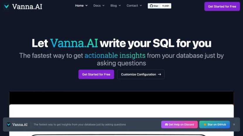 Screenshot of Vanna: AI Chat Interface for SQL