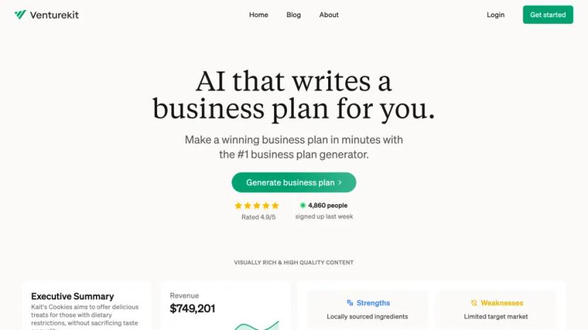 Screenshot of AI-Powered Business Plan Generator