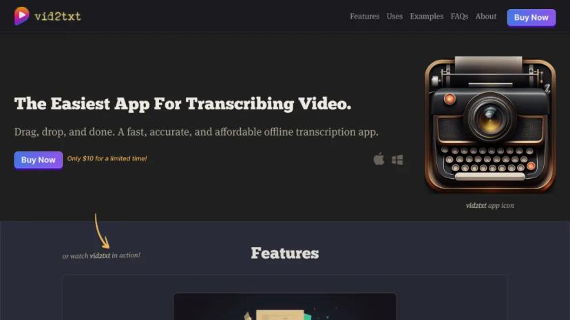 Screenshot of Simple, Fast, and Affordable Video Transcription App