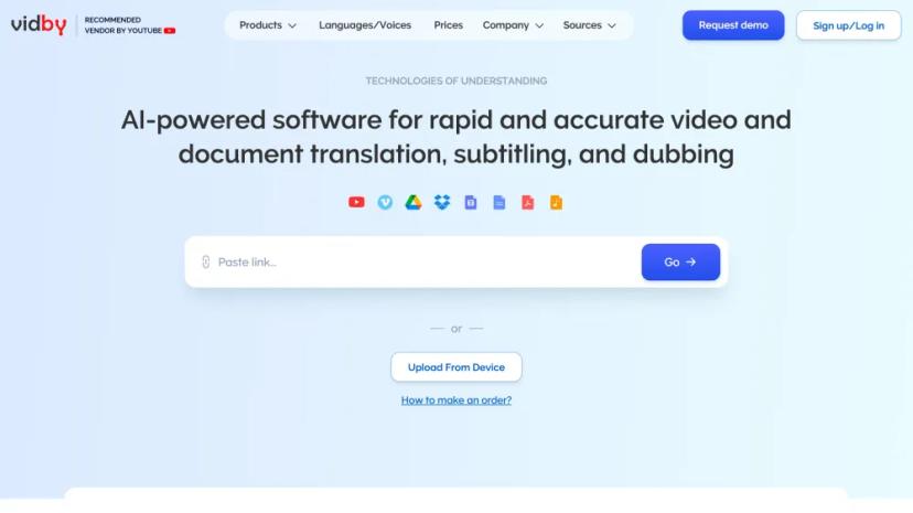 Screenshot of AI-Powered Video and Document Translation, Subtitling, and Dubbing