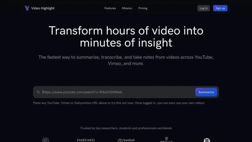 Screenshot of Transform Hours of Video Into Minutes of Insight