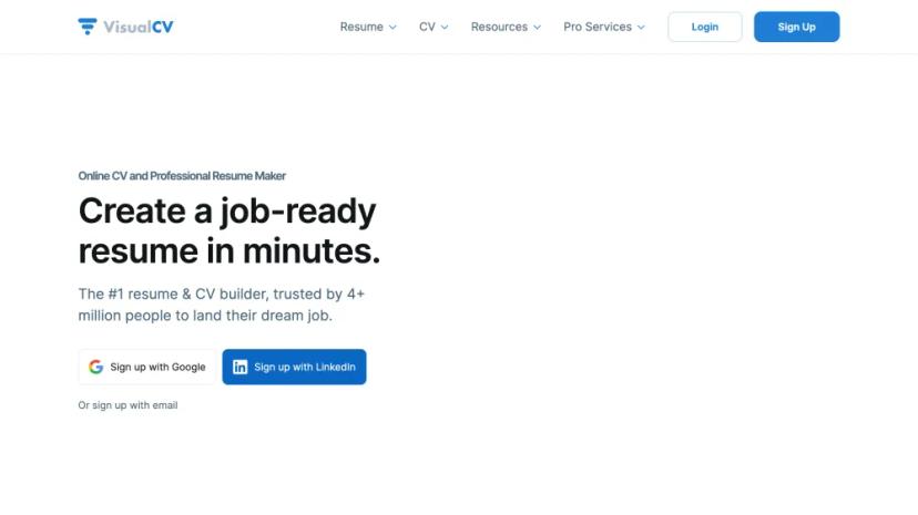 Screenshot of VisualCV - AI-Powered Resume & CV Builder