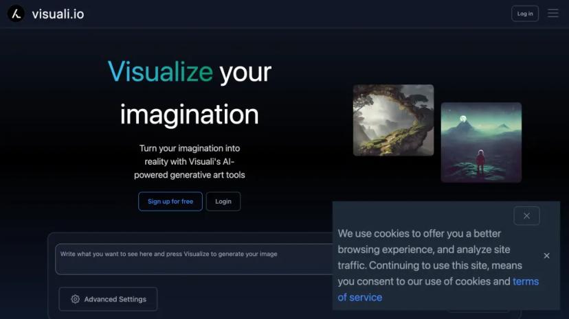 Screenshot of AI Image Generation and Editing with Visuali