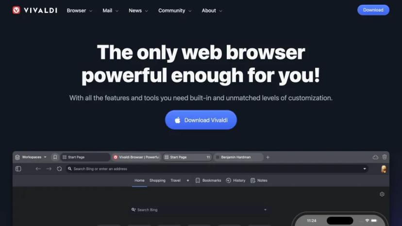 Screenshot of The Only Web Browser Powerful Enough For You