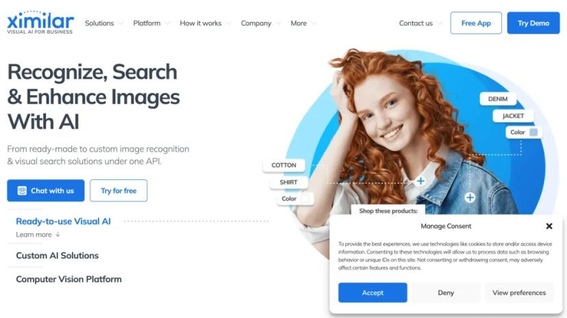 Screenshot of Ximilar - Visual AI Platform for Image Recognition and Processing