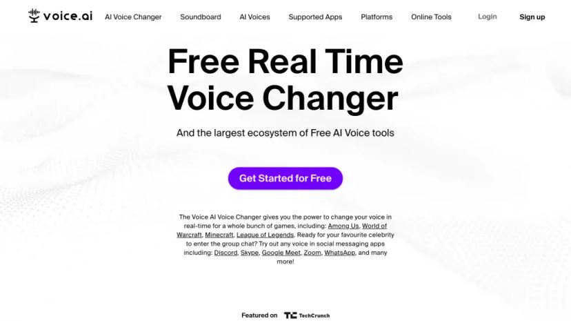 Screenshot of Voice.ai – Free Real-Time Voice Changer and AI Voice Tools