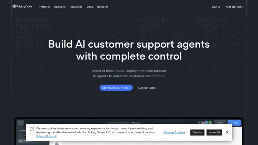 Screenshot of Build AI Customer Support Agents with Complete Control