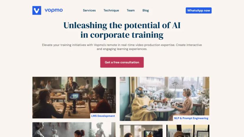 Screenshot of AI-Powered Training Solutions by Vopmo