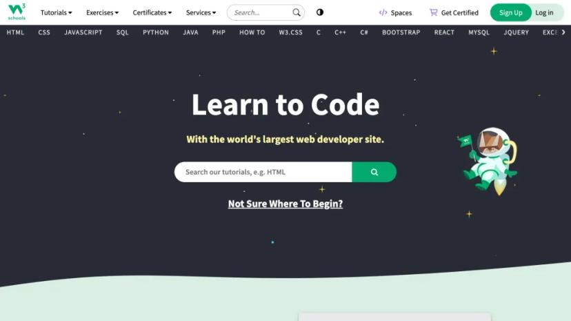 Screenshot of Learn to Code with the World's Largest Web Developer Site