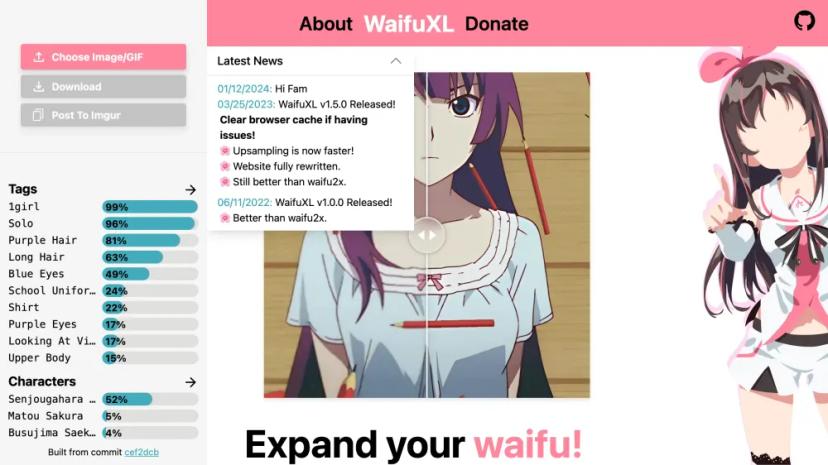 Screenshot of Enhance Your Waifu Images with WaifuXL