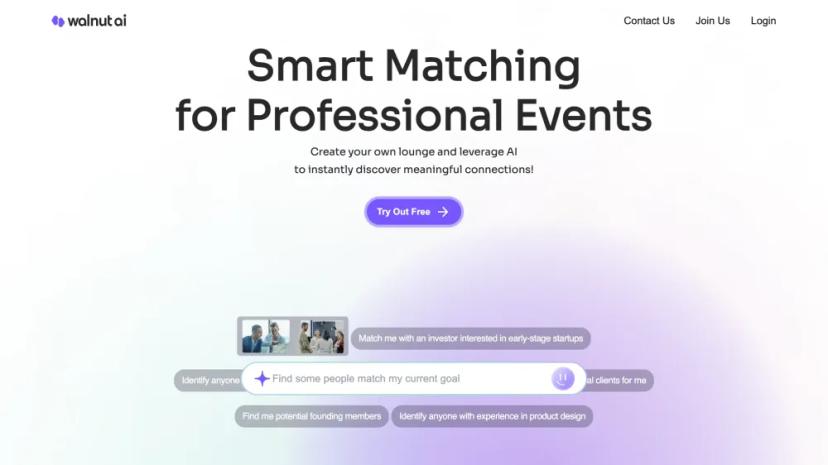 Screenshot of AI-powered Networking and Event Matching Platform