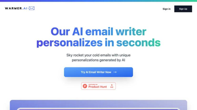 Screenshot of #1 AI Email Writer for Personalized Cold Emails