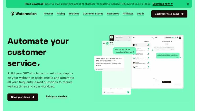 Screenshot of Automate Your Customer Service with Watermelon's AI Chatbot