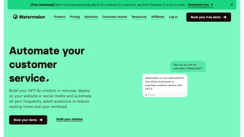 Screenshot of Watermelon Chatbot: AI-powered Customer Service Automation