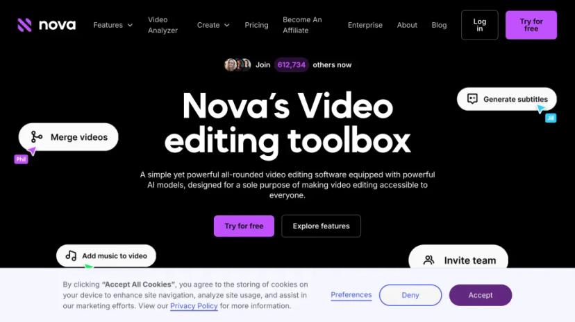 Screenshot of Nova AI - Video Editing Toolbox