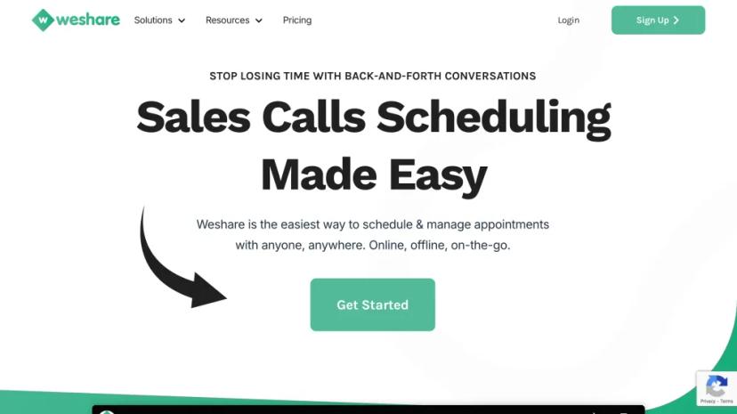 Screenshot of Weshare: Simple Sales Call Scheduling Software with AI Chatbot