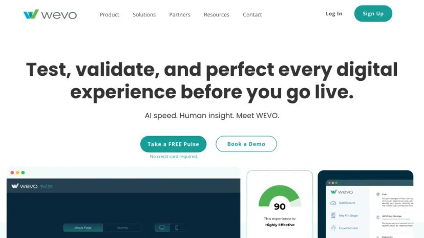 Screenshot of Effortless UX Research with WEVO: AI-Driven Digital Experience Testing