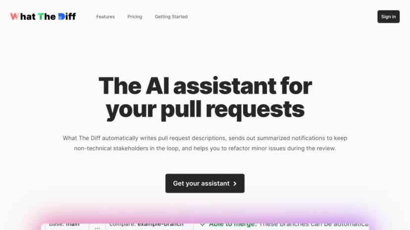 Screenshot of AI-Powered Pull Request Assistant