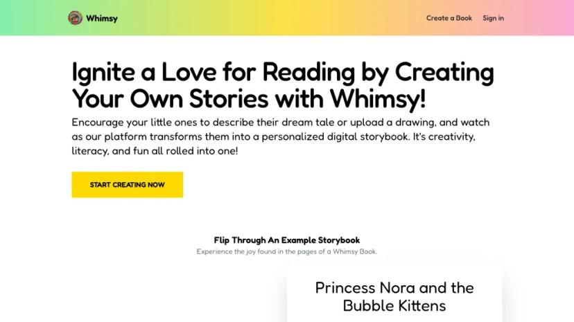 Screenshot of Create Personalized AI Storybooks for Kids with Whimsy