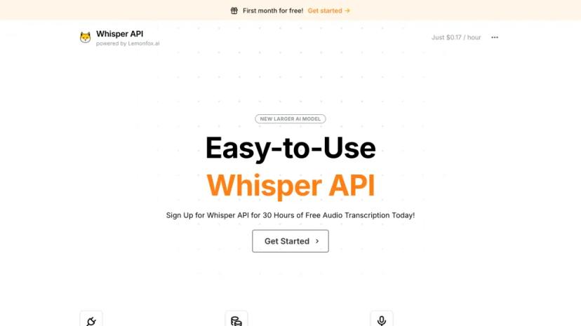 Screenshot of Whisper API - AI Speech Transcription & Speaker Diarization