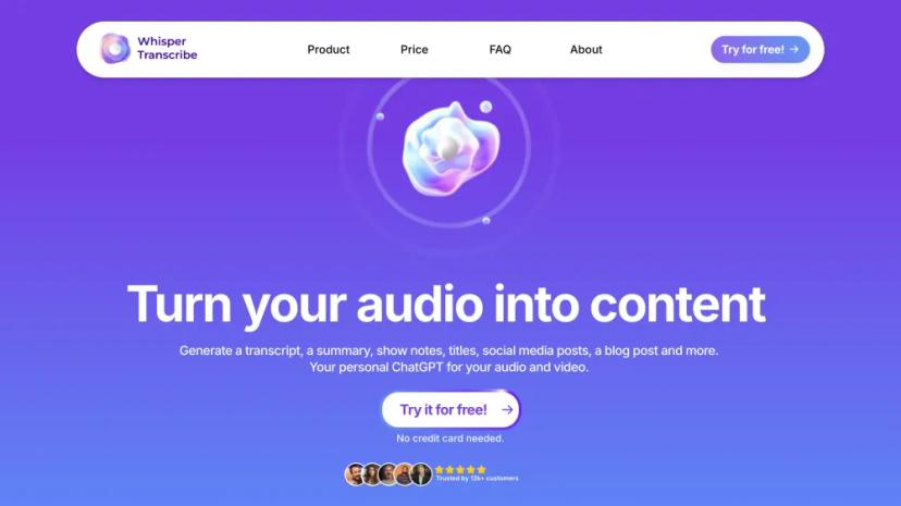 Screenshot of Turn Your Audio into Content with AI-Powered Transcription and Content Generation