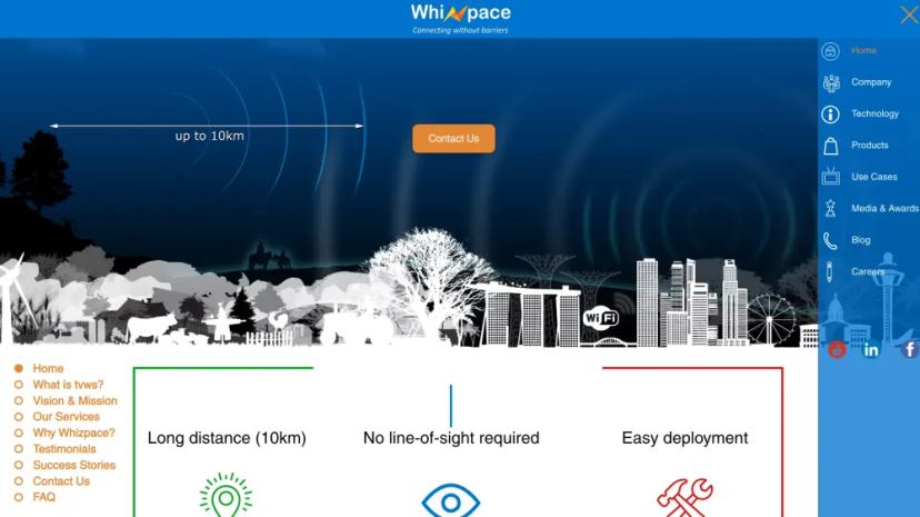 Screenshot of Whizpace - TV White Space Connectivity Solutions