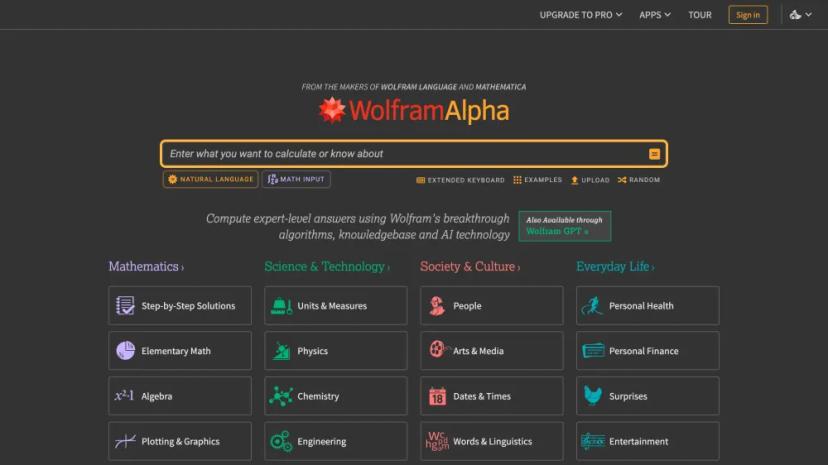 Screenshot of Expert-Level Answers with Wolfram's AI Algorithms