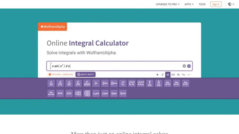 Screenshot of Wolfram|Alpha Online Integral Calculator