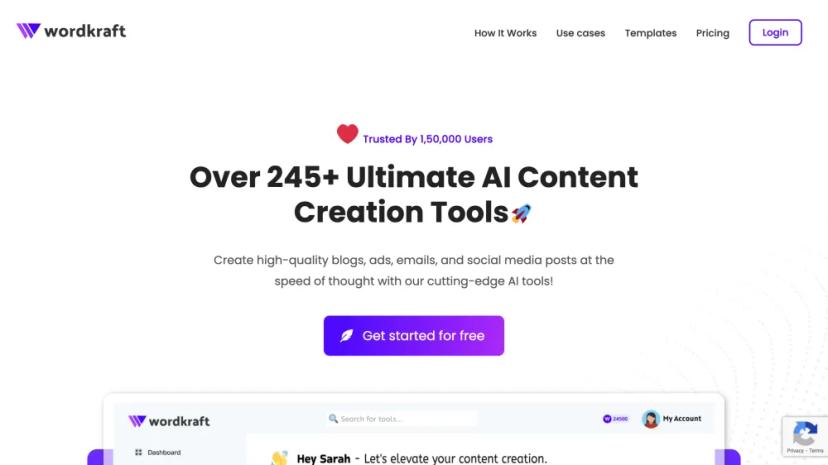 Screenshot of Create High-Quality Content at the Speed of Thought with WordKraft AI