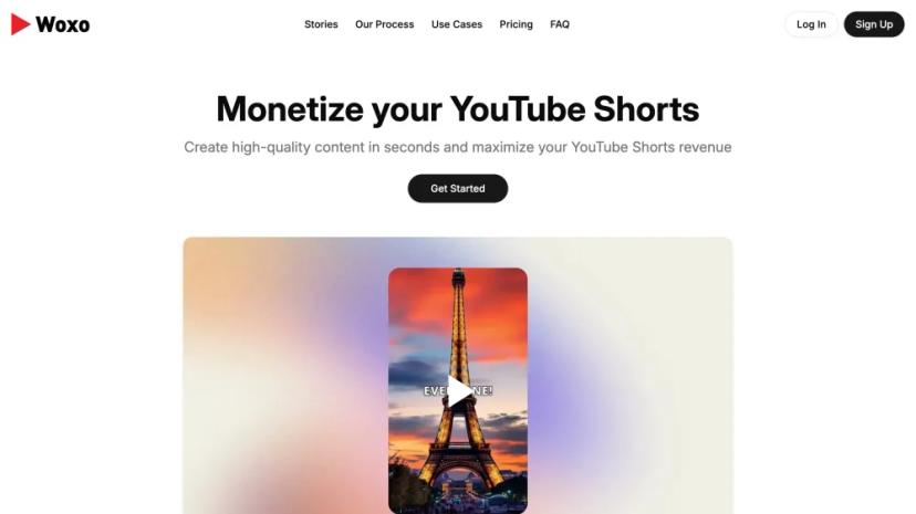 Screenshot of WOXO - AI-Powered YouTube Shorts Monetization