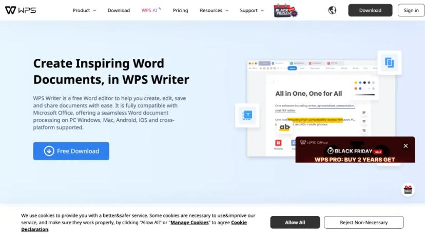 Screenshot of WPS Writer: Free Word Editor with Seamless Cross-Platform Support