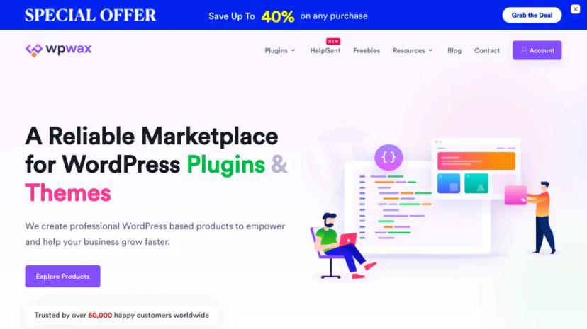 Screenshot of WPWax - Professional WordPress Plugins & Themes Marketplace