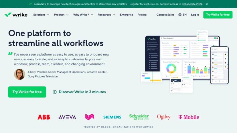 Screenshot of Wrike: AI-Powered Work Management Software for Teams and Industries