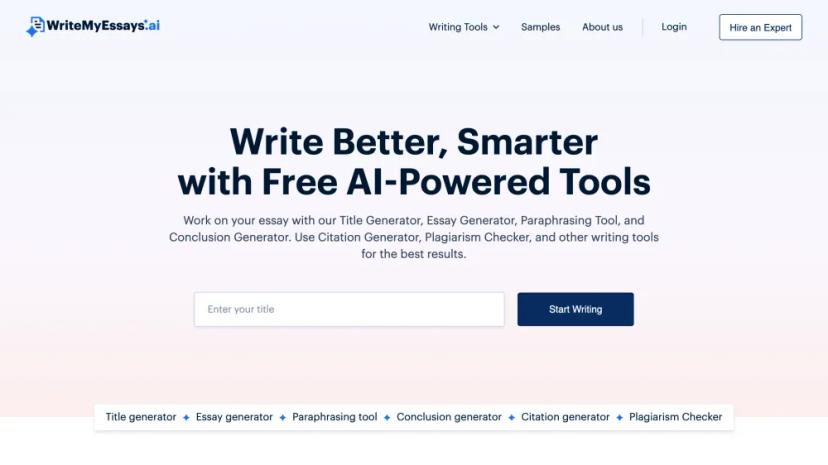 Screenshot of WriteMyEssays.ai - AI-Powered Writing Tools for Academic Success