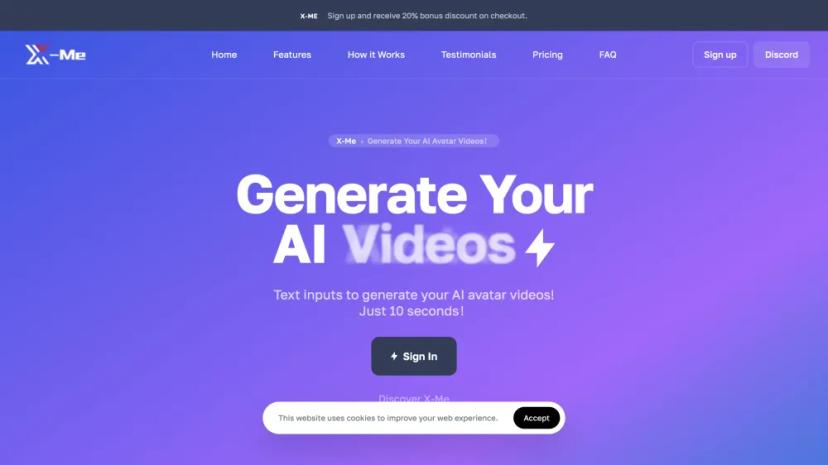 Screenshot of AI Avatar Video Generator by X-Me