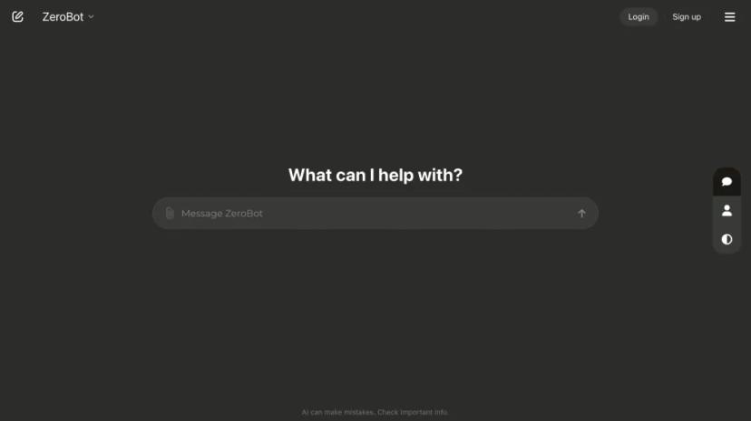 Screenshot of ZeroBot - AI-Powered Chatbot