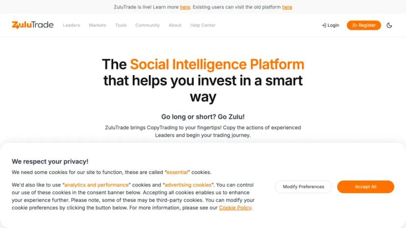 Screenshot of Social Intelligence Platform for Smart Investments